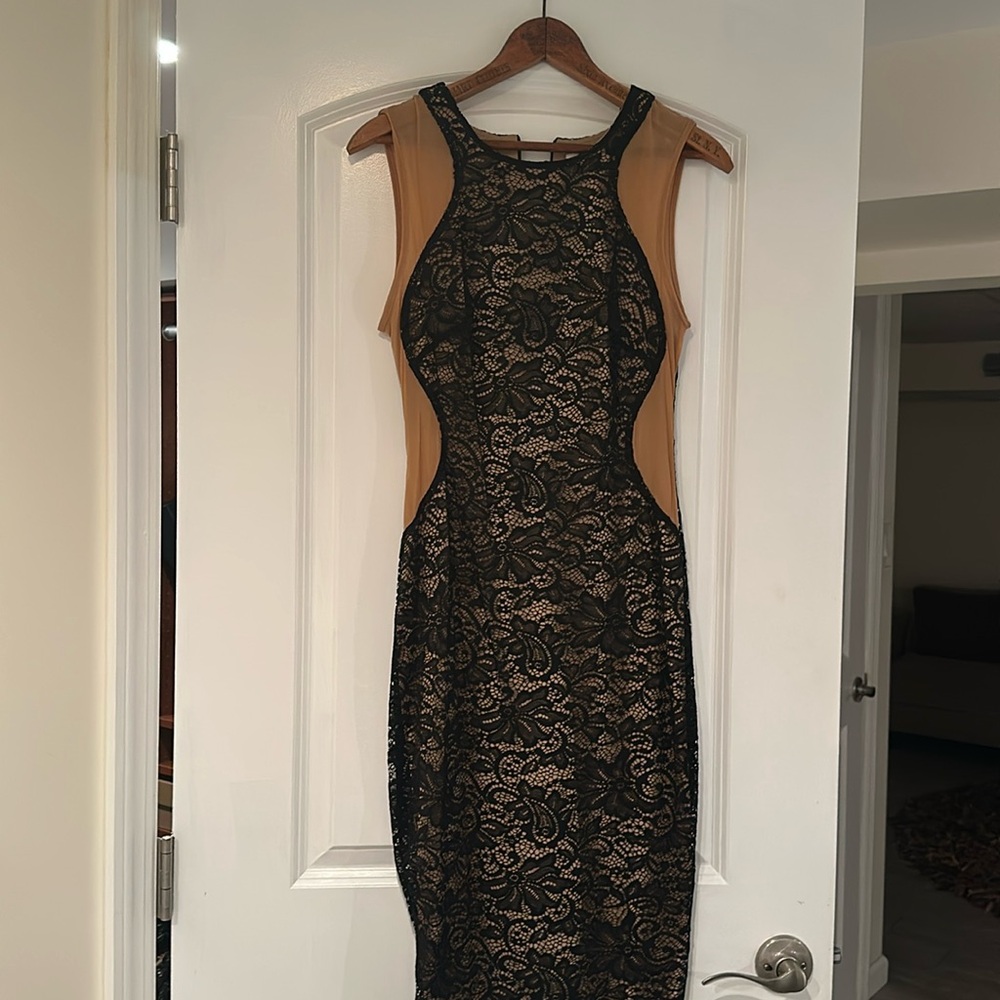 Gorgeous evening dress - with illusion panels - worn once and in new condition